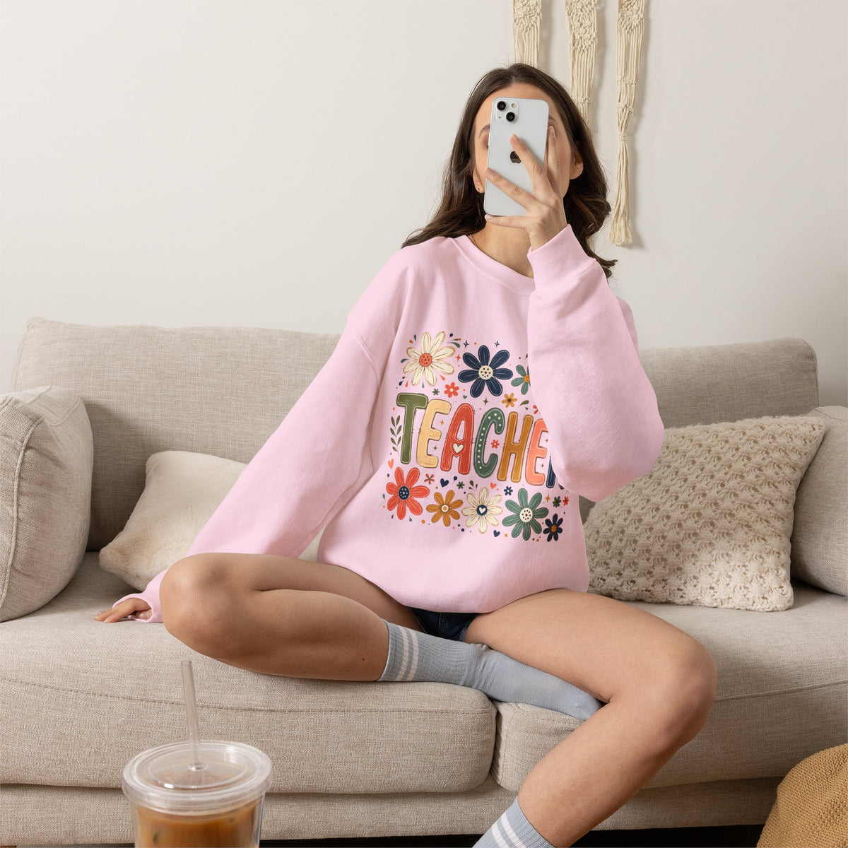 Teacher Floral Sweatshirt – Colorful Teacher Appreciation Gift
