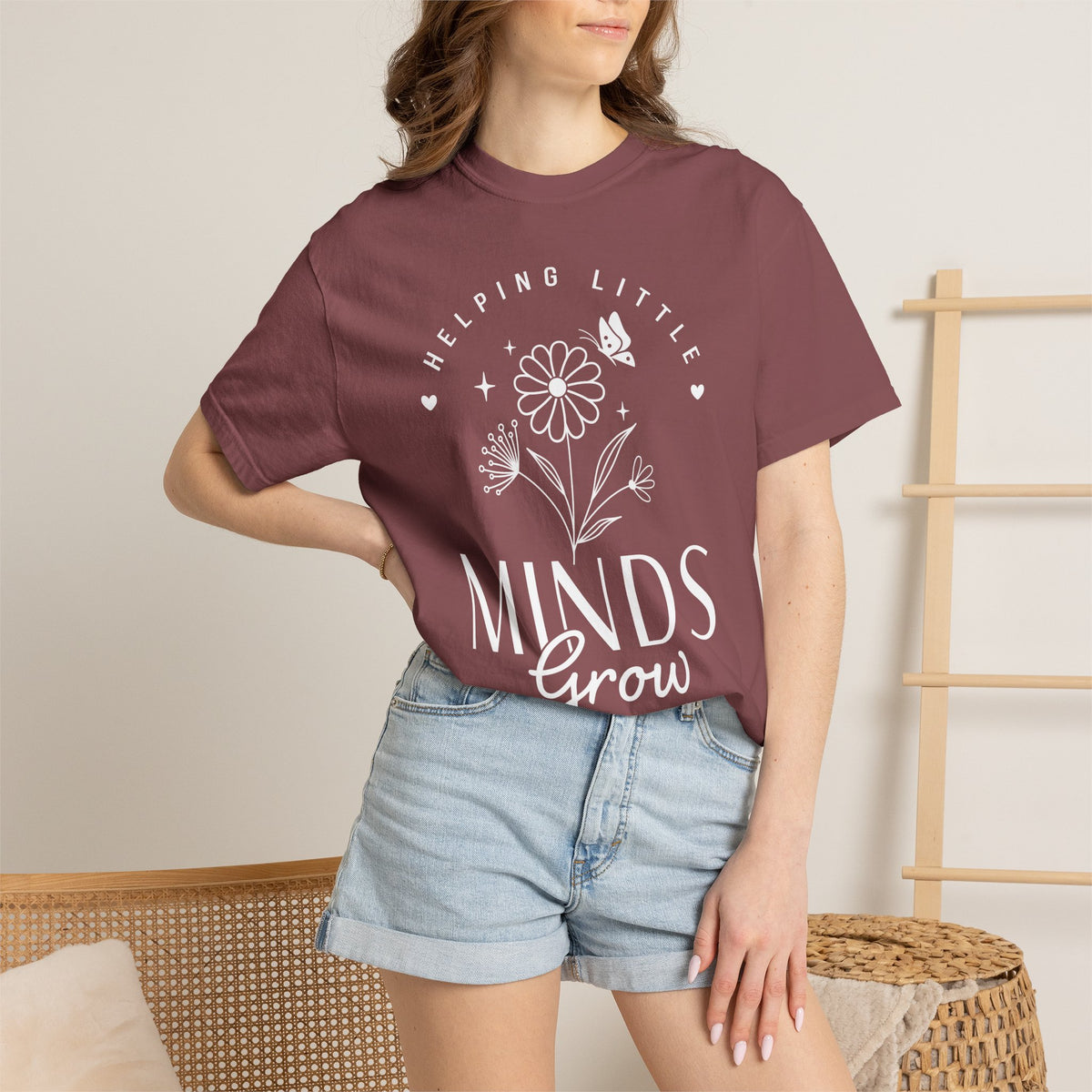 Minds Grow Floral Quote T-Shirt, Helping Little Minds Grow