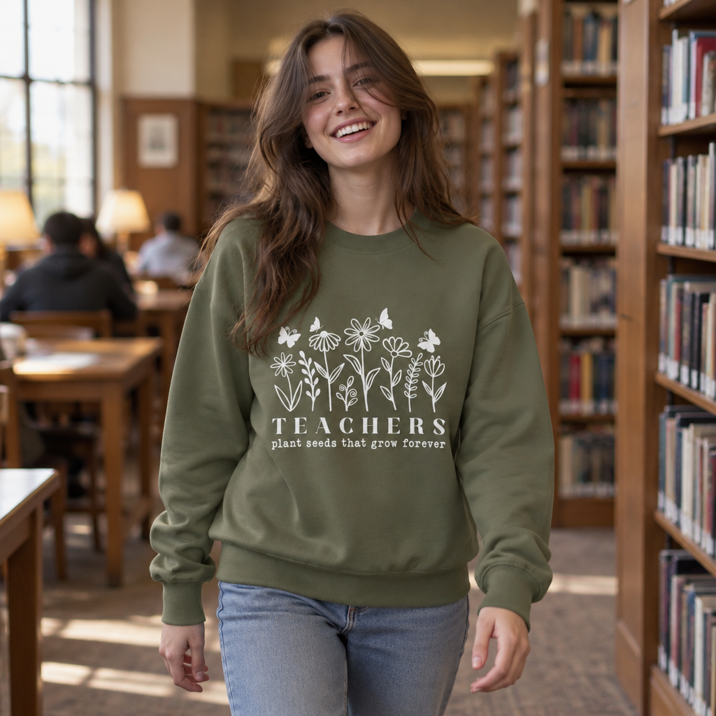 Teachers Plant Seeds Floral Sweatshirt