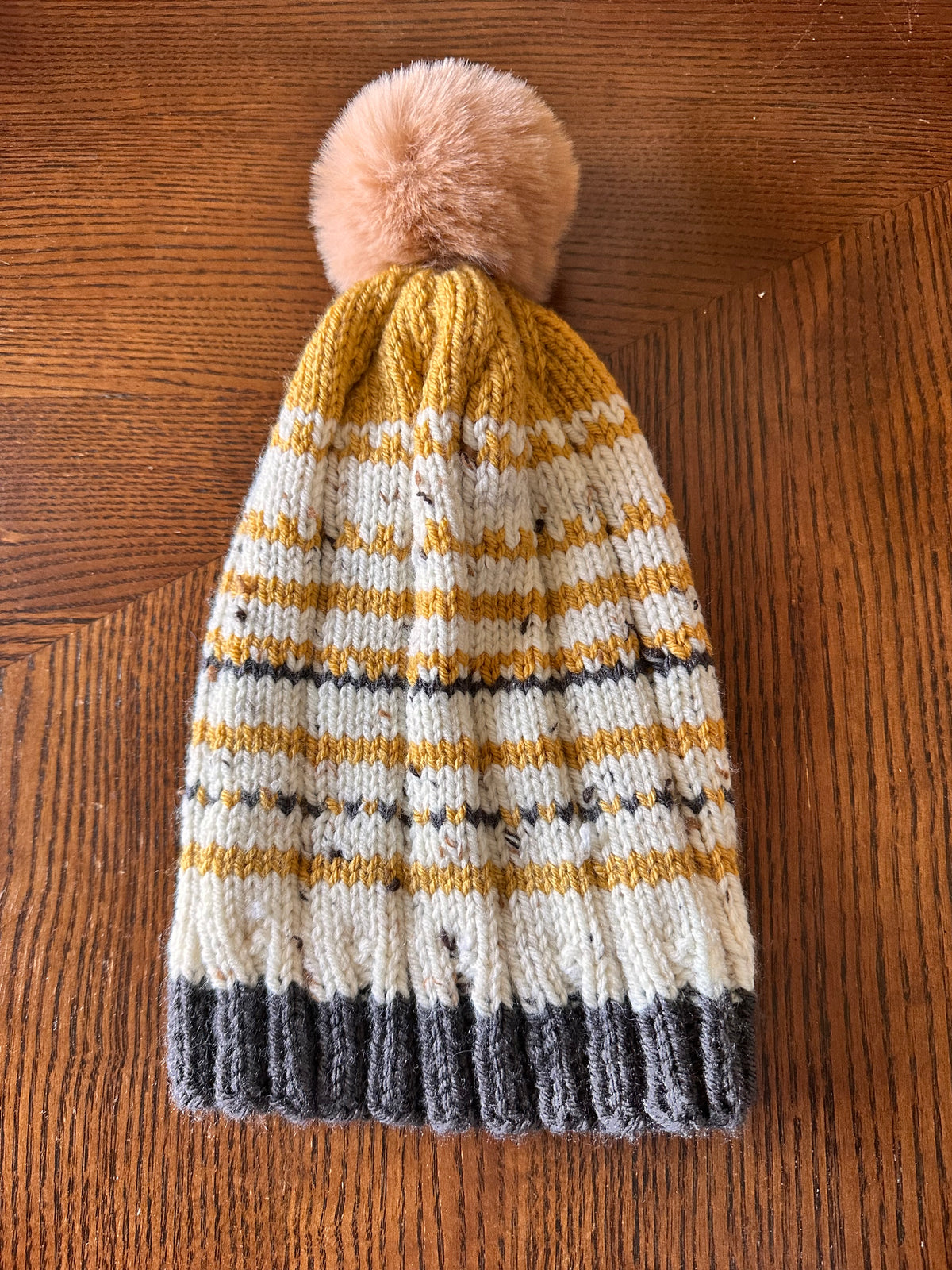 Hand-Knit One of a Kind Acrylic yarn Beanie with Pom Pom – Soft, Cozy