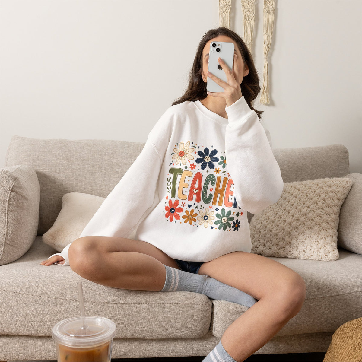 Teacher Floral Sweatshirt – Colorful Teacher Appreciation Gift