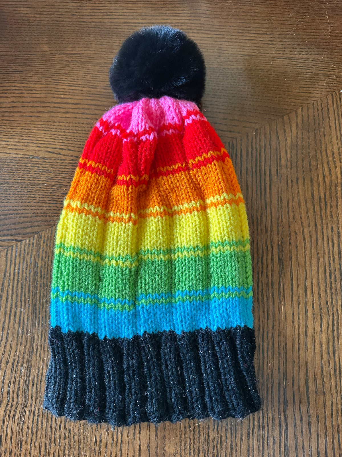 Hand-Knit One of a Kind Acrylic yarn Beanie with Pom Pom – Soft, Cozy