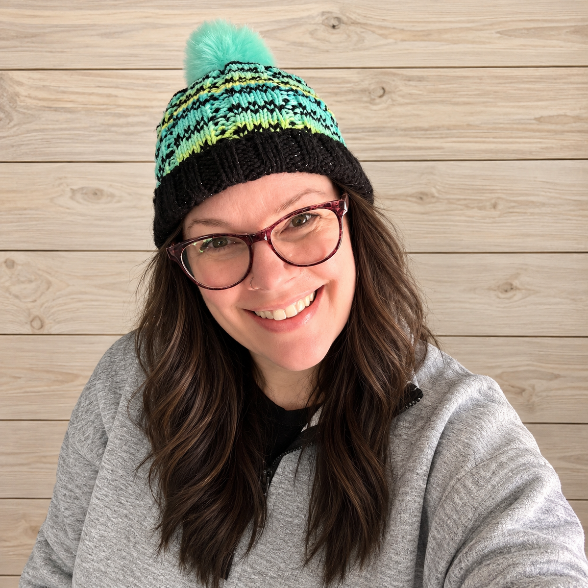 Hand-Knit One of a Kind Acrylic yarn Beanie with Pom Pom – Soft, Cozy