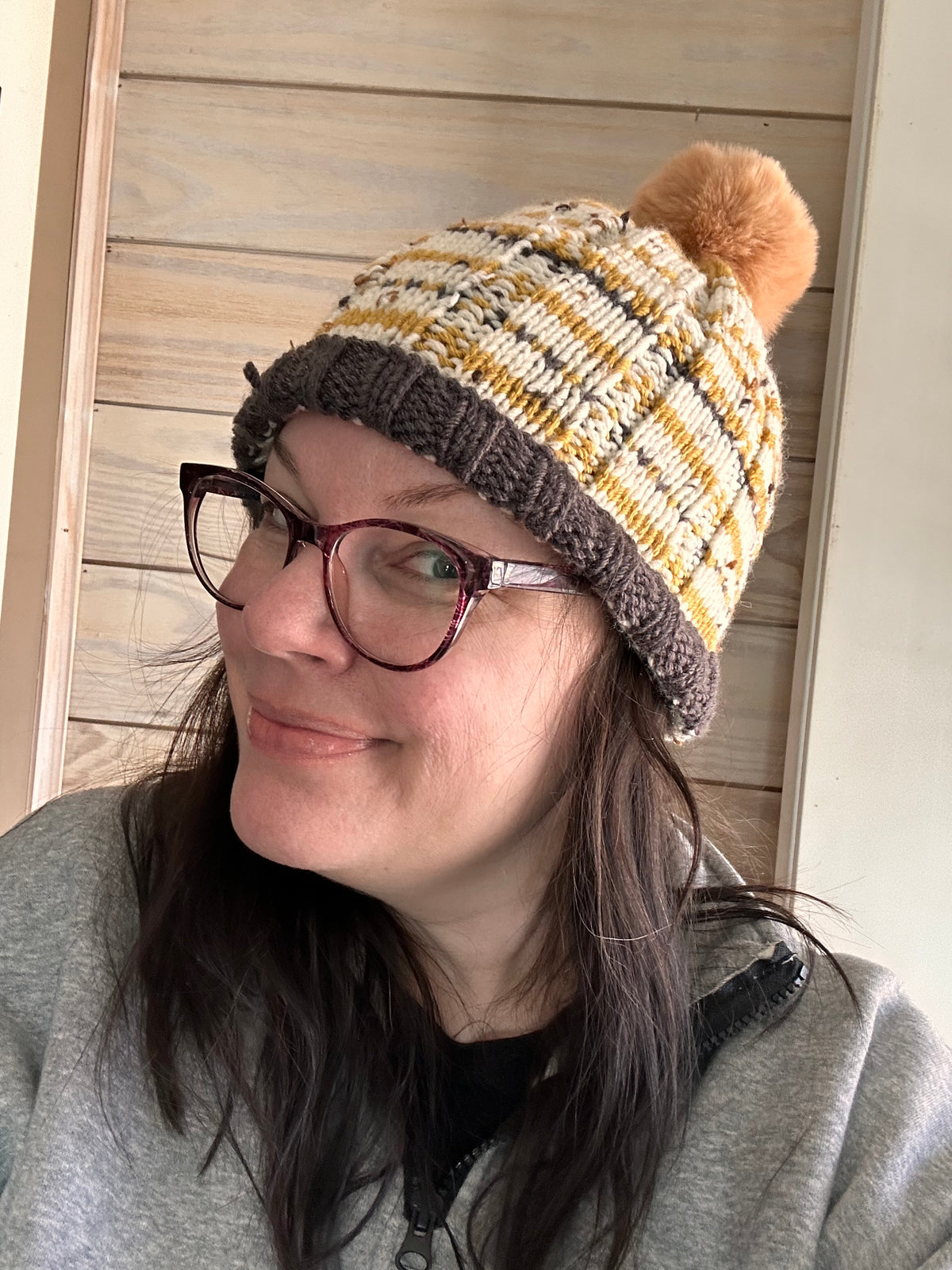Hand-Knit One of a Kind Acrylic yarn Beanie with Pom Pom – Soft, Cozy