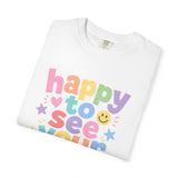 Comfort Colors Happy to See Your Face Teacher Shirt – Pastel Classroom Tee – Kindergarten Teacher T-Shirt – Cute Back to School Shirt – Elementary Teacher Gift