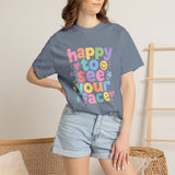 Comfort Colors Happy to See Your Face Teacher Shirt – Pastel Classroom Tee – Kindergarten Teacher T-Shirt – Cute Back to School Shirt – Elementary Teacher Gift