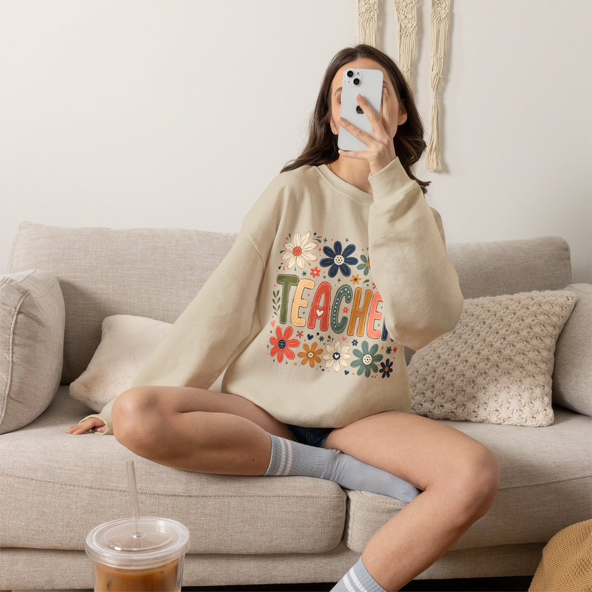 Teacher Floral Sweatshirt – Colorful Teacher Appreciation Gift