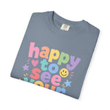 Comfort Colors Happy to See Your Face Teacher Shirt – Pastel Classroom Tee – Kindergarten Teacher T-Shirt – Cute Back to School Shirt – Elementary Teacher Gift