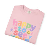 Comfort Colors Happy to See Your Face Teacher Shirt – Pastel Classroom Tee – Kindergarten Teacher T-Shirt – Cute Back to School Shirt – Elementary Teacher Gift
