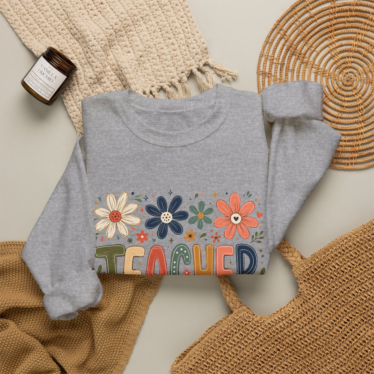 Teacher Floral Sweatshirt – Colorful Teacher Appreciation Gift