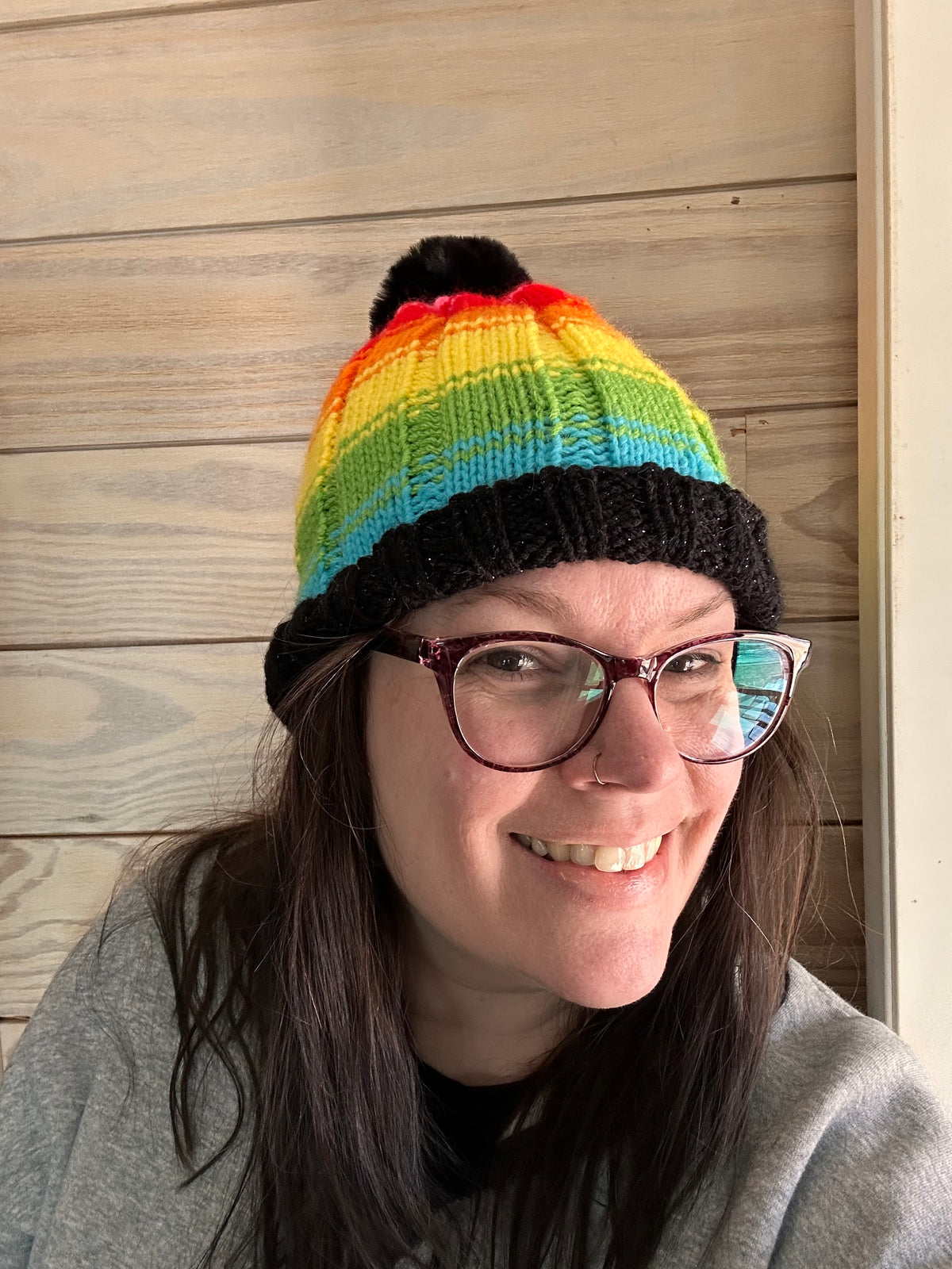Hand-Knit One of a Kind Acrylic yarn Beanie with Pom Pom – Soft, Cozy