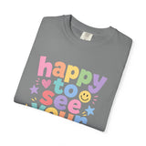 Comfort Colors Happy to See Your Face Teacher Shirt – Pastel Classroom Tee – Kindergarten Teacher T-Shirt – Cute Back to School Shirt – Elementary Teacher Gift