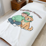 Together Forever Paw Print Velveteen Plush Blanket | Pet Owner Matching