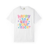 Comfort Colors Happy to See Your Face Teacher Shirt – Pastel Classroom Tee – Kindergarten Teacher T-Shirt – Cute Back to School Shirt – Elementary Teacher Gift