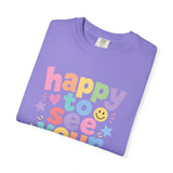 Comfort Colors Happy to See Your Face Teacher Shirt – Pastel Classroom Tee – Kindergarten Teacher T-Shirt – Cute Back to School Shirt – Elementary Teacher Gift