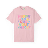 Comfort Colors Happy to See Your Face Teacher Shirt – Pastel Classroom Tee – Kindergarten Teacher T-Shirt – Cute Back to School Shirt – Elementary Teacher Gift