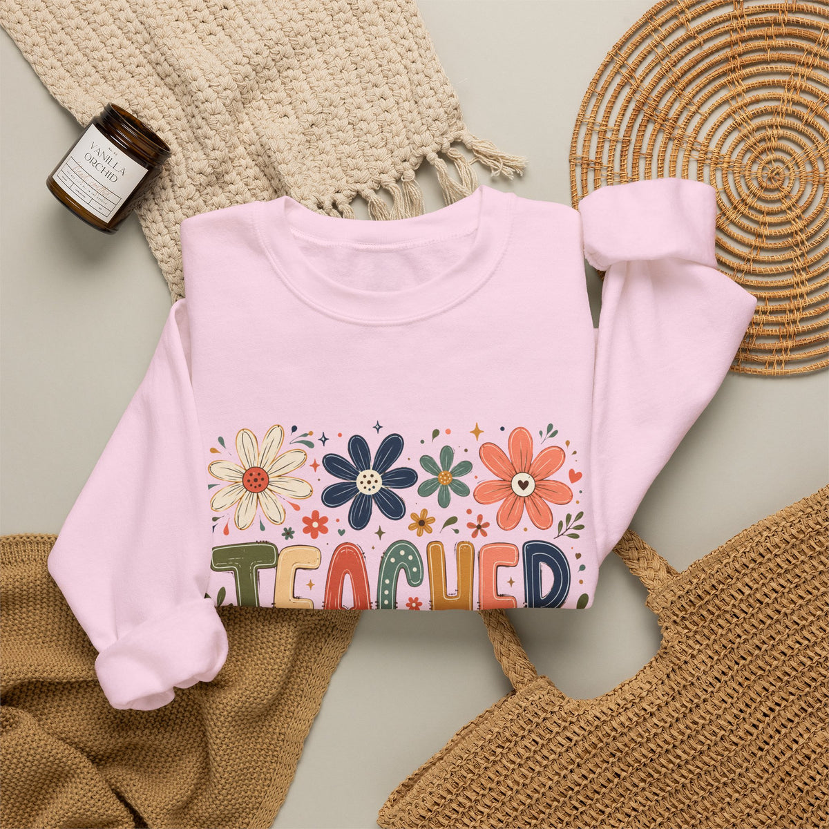 Teacher Floral Sweatshirt – Colorful Teacher Appreciation Gift