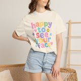 Comfort Colors Happy to See Your Face Teacher Shirt – Pastel Classroom Tee – Kindergarten Teacher T-Shirt – Cute Back to School Shirt – Elementary Teacher Gift
