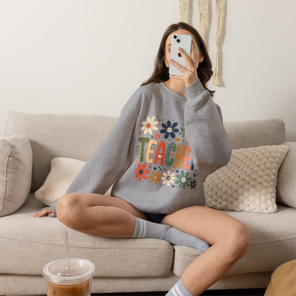 Teacher Floral Sweatshirt – Colorful Teacher Appreciation Gift