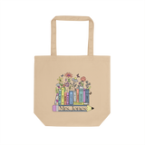 Personalized Teacher Book Stack Tote Floral Bookshelf Pencil Teacher Tote Bag Personalized Eco Tote